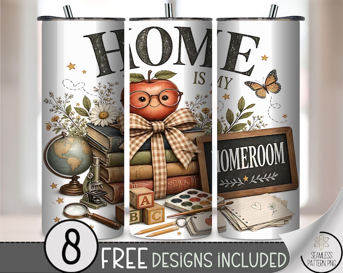 Teacher 20oz Tumbler Wrap, Cozy Sublimation Design for Straight Tumblers, Vintage PNG Files, Digital Download, B10515