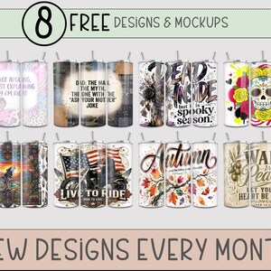 Tattoos 20 oz Tumbler Wrap, Edgy Sublimation Design for Straight Tumblers, Feminine PNG Files, Digital Download, B10276 image 2