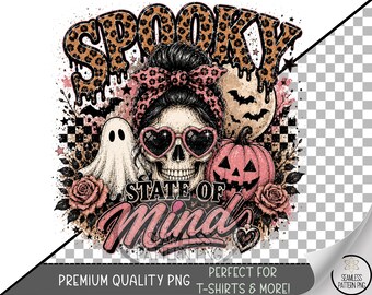 Halloween Sublimation Design, Spooky Skull UV DTF Graphic, Girly Clip Art, Digital Download, B10505