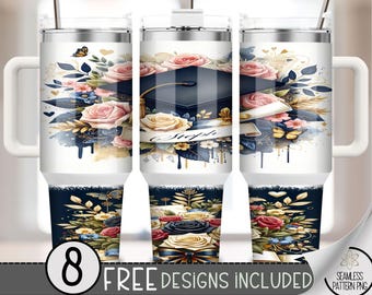 Senior 40oz Tumbler Wrap, Graduation 40 OZ Sublimation Design, Cap & Diploma 40oz Quencher Tumbler File, Class of 2025 Tumbler Wrap, A196