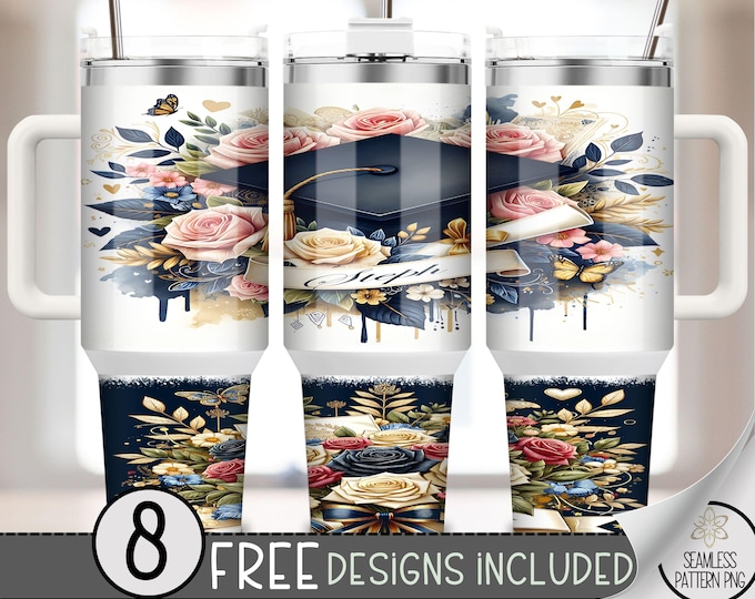 Senior 40oz Tumbler Wrap, Graduation 40 OZ Sublimation Design, Cap & Diploma 40oz Quencher Tumbler File, Class of 2025 Tumbler Wrap, A196