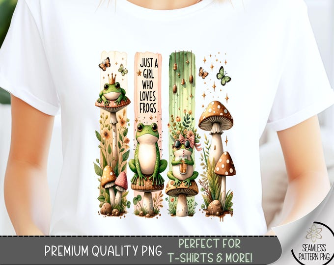 Just A Girl Who Loves Frogs T-Shirt Design, Cute Frog Sublimation Design, Frog PNG Clipart Digital Image, Funny Frog Tshirt Design, A72