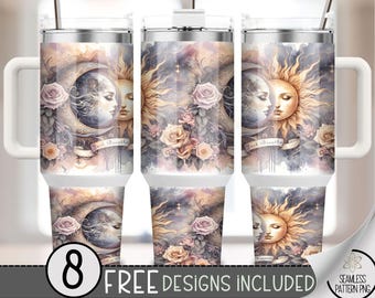 Just Breathe 40oz Tumbler Wrap, Boho Moon Lace Tumbler Sublimation Design, Gothic Witchy Vibes Celestial 40oz Dupe Tumbler Wrap PNG, A58