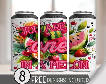 1 In A Melon 4 in 1 Can Cooler Wrap, Watermelon 4in1 Tumbler PNG,Cute Fruit 16 Oz Can Cooler Sublimation Design,Funny Fruit 4-in-1 PNG, A232