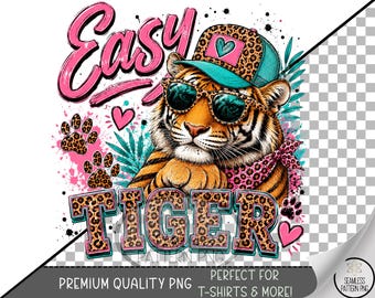 Tiger Sublimation Design, Bold Retro-90s UV DTF Graphic, Playful Tiger Clip Art, Digital Download, B10303