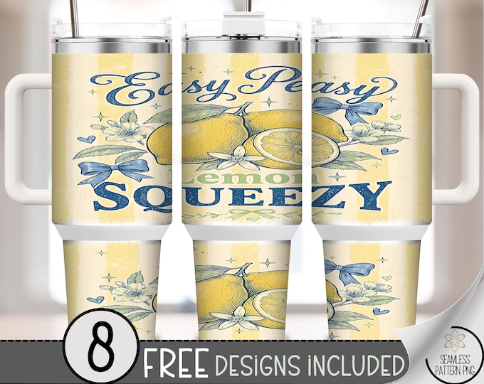 Bright Lemon 40 oz Tumbler Wrap, Rustic Kitchen Sublimation Design, Retro PNG Files, Cheerful 40oz Tumbler Design, Digital Download, B10203