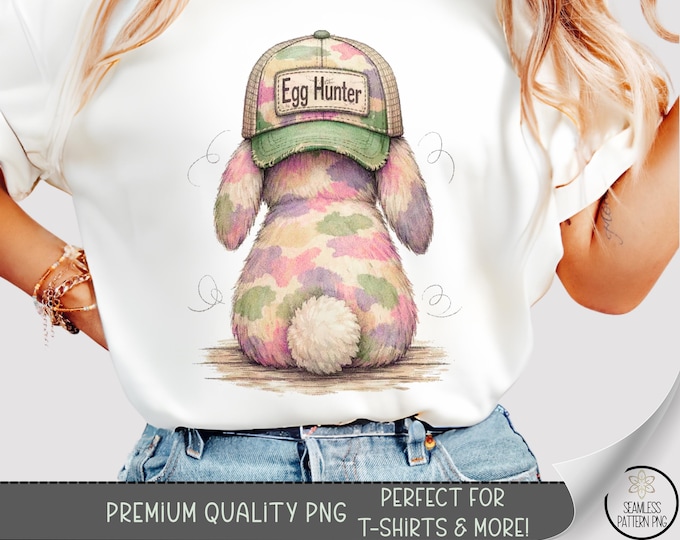 Egg Hunter PNG, Easter Bunny T-Shirt Sublimation Design, Camo Easter Digital Download, B10014