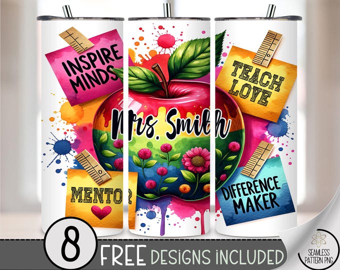 Teacher 20oz Sublimation Tumbler Design, Teacher Affirmation Sublimation Design, Personalize Teacher  Skinny Straight Tumbler PNG, A199