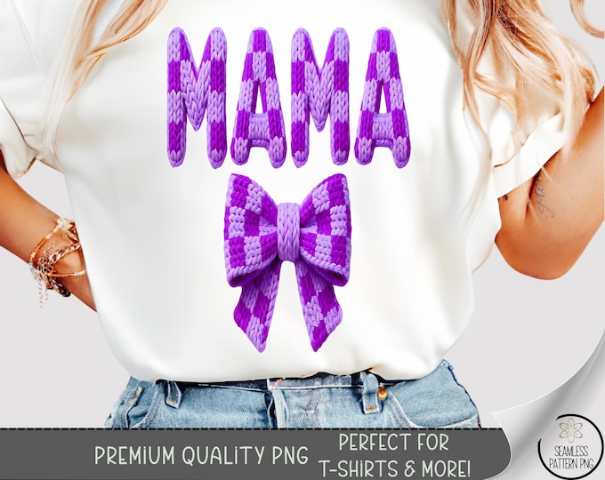Retro Trendy Mama T-shirt PNG, MAMA Sublimation Design, Faux Knit Shirt Graphic, Faux Yarn Valentine TShirt File, Preppy Design A822