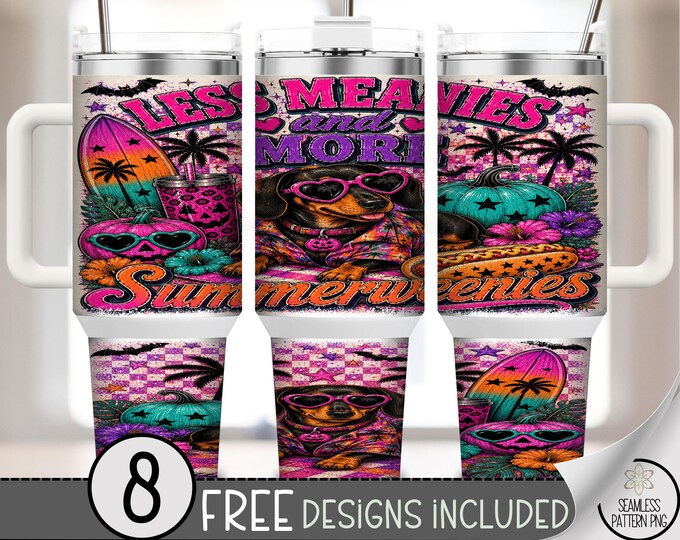 More Weenies Less Meanies PNG, Groovy Wiener Dog 40 oz Tumbler Wrap, Funny Sublimation Design, Funny Dachshund Png, Digital Download, B10403
