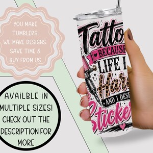 Tattoos 20 oz Tumbler Wrap, Edgy Sublimation Design for Straight Tumblers, Feminine PNG Files, Digital Download, B10276 image 7