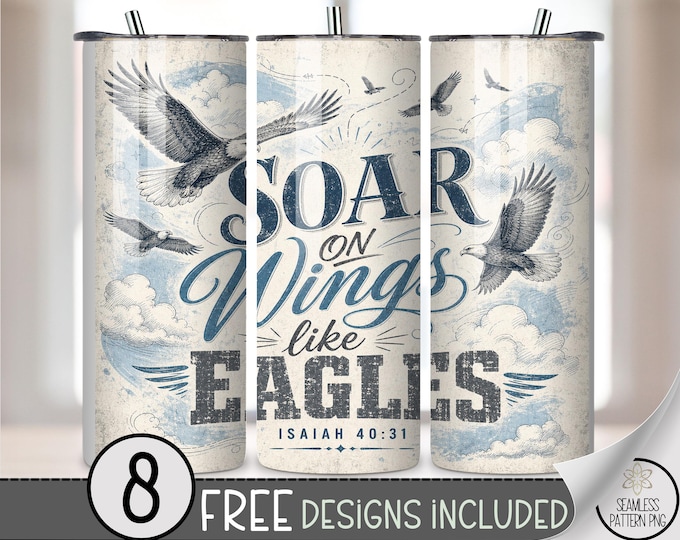 Eagle 20 oz Tumbler Wrap, Bible Verse Sublimation Design for Straight Tumblers, Vintage PNG Files, Digital Download, B10191