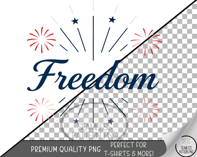 Freedom Sublimation Design, 4Th Of July UV DTF Graphic, Fireworks Clip Art, Minimalist Digital Clipart, Digital Download Patriotic B10118