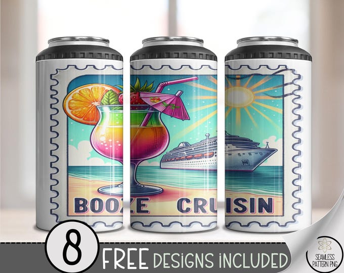 Booze Cruising 4 in 1 Can Cooler Wrap, Digital Download for Summer Vacation, Boat Cruise, A611