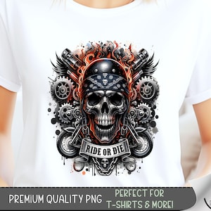 Motorcycle T-shirt Design, Heavy Metal Skull PNG, Flaming Skull Sublimation Design, Heavy Metal Skull Tshirt Design, Biker PNG Shirt Design