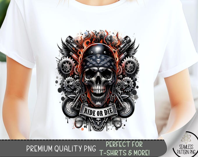 Motorcycle T-shirt Design, Heavy Metal Skull PNG, Flaming Skull Sublimation Design, Heavy Metal Skull Tshirt Design, Biker PNG Shirt Design