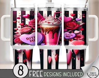 Bite Me 40 oz tumbler wrap, Sarcastic and Flirty Sublimation Design, Bold PNG Files, Adult Candy Hearts 40oz Tumbler Design, A653