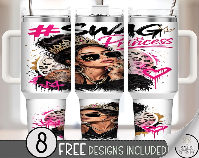 Sassy Princess 40oz Tumbler Wrap, Pink Gold Crown Sublimation Design, Digital Download, B10527