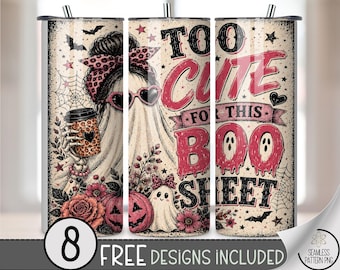 Halloween 20 oz Tumbler Wrap, Sassy Sublimation Design for Straight Tumblers, Cute Ghost Girl PNG Files, Digital Download, B10343