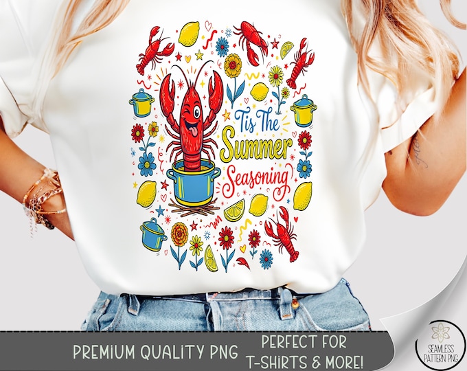 Cheerful Crawfish T-shirt PNG, Seafood Boil Sublimation Design, Cute Festive Graphic, Digital Download, B10256