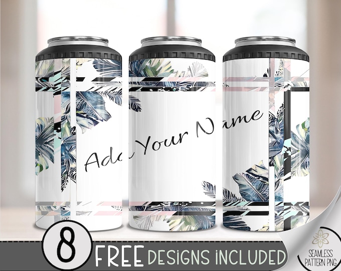 Add Your Name 4 in 1 Can Cooler Wrap, Add Your Text Name 4in1 Tumbler PNG,You Personalize 16 Oz Can Cooler Sublimation Design Commercial Use