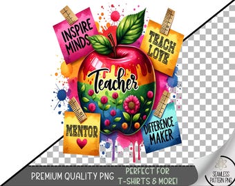 Inspirational Teacher Png, Red Apple Teach Png, Teacher Affirmation PNG, Teacher Stuff Png, Back To School Teacher Shirt Design, A199