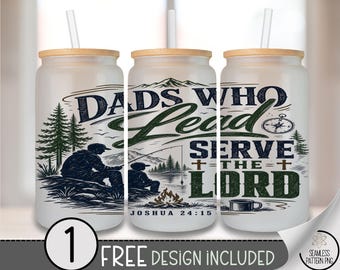 Fathers Day Glass Can Wrap, Dad Leadership 16oz Tumbler Sublimation Design PNG File, Digital Download, B10301
