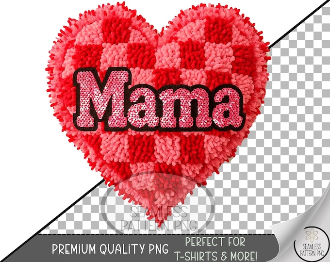 Mama UV DTF Sub PNG, Retro Chenille Design, Red Vintage Style, Mothers Day Gift, Digital Download for Sublimation, A821