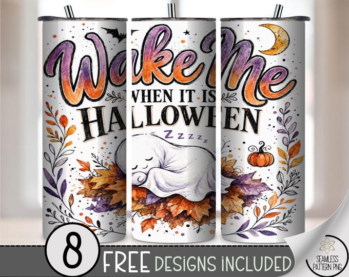 Digital Printable Straight Tumbler Wrap, 20 Oz Instant Digital Download, Halloween Spooky Tumbler Design B10437