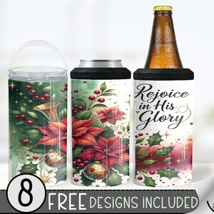 Christmas 4 In 1 Can Cooler Tumbler Wrap, Winter Sublimation Design, Xmas 16 Oz Slim, Holiday 16 Oz Can Cooler Sublimation Design, Religious