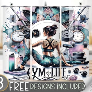 Fitness Tumbler Wrap Design, Gym Life PNG File, Digital Gym Life Fitness Fashion Girl 20Oz Tumbler Wrap,20Oz Gym Motivational Tumbler Wrap