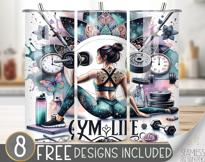 Fitness Tumbler Wrap Design, Gym Life PNG File, Digital Gym Life Fitness Fashion Girl 20Oz Tumbler Wrap,20Oz Gym Motivational Tumbler Wrap