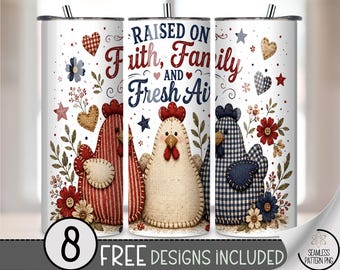 Spring Hen 20 oz Tumbler Wrap, Rustic Sublimation Design for Straight Tumblers, Cozy PNG Files, B10289