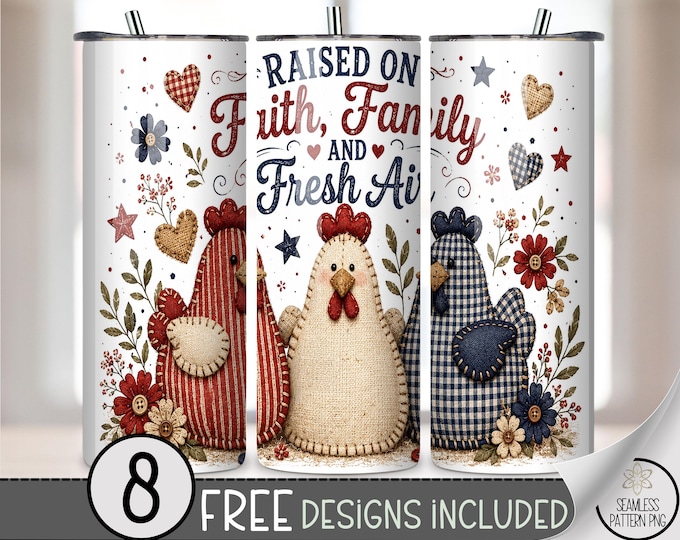 Spring Hen 20 oz Tumbler Wrap, Rustic Sublimation Design for Straight Tumblers, Cozy PNG Files, B10289