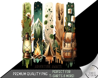 Camping T-shirt Design, Campfire Sublimation Design, Tent Camping Digital Download File, Summer Flower Nature Design for Shirt for Mug, A56