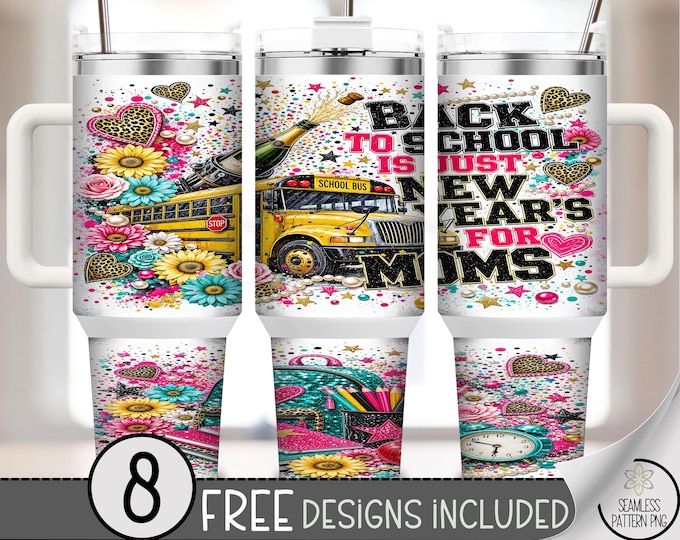 Back to School Mom 40oz Tumbler Wrap, Funny Quote Sublimation Design, Digital Download, B10451