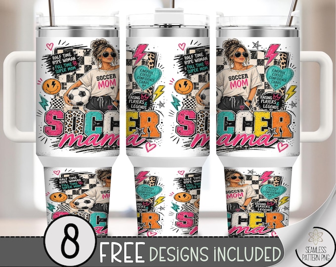 Soccer Mom 40 oz Tumbler Wrap, Sassy Design, Energetic PNG, Sporty 40oz Tumbler Design, Digital Download, B10199