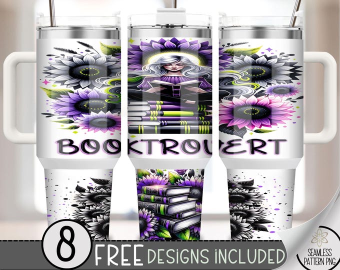 Booktrovert 40 oz Tumbler Wrap Design, Reader 40 oz Sublimation Tumbler Design, Digital Download for Book Lover, Book Worm Gifts A20