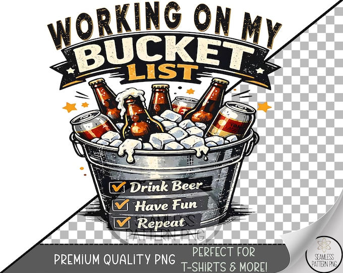 Beer Bucket Sublimation Design, Ice Cold Brew UV DTF Graphic, Party Drink Clip Art Digital Download, Fun Brewery Sublimation PNG, B10051
