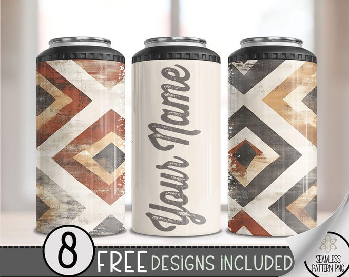 Western 16 Oz 4-In-1 Cooler Sublimation, Add Your Text Faded Southwestern 4In1 Can Cooler Wrap, Aztec 4 In 1 Can Cooler File PNG, 16OZ File