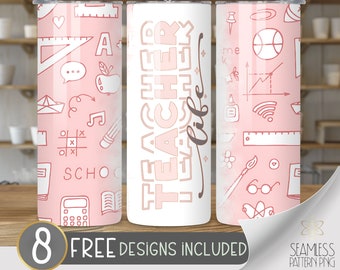 Teacher Life tumbler sublimation designs PNG, 20 oz skinny tumbler wrap, skinny tumbler 20 oz teacher life, teacher tumbler design file
