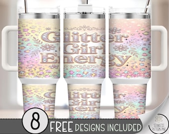 Glitter Girl Energy 40 oz Tumbler Wrap, Sparkly Sublimation Design, Digital Download, B10478
