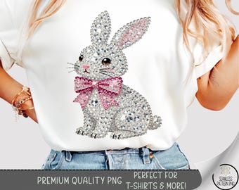 Rhinestone Bunny PNG, Glamorous Sublimation T-Shirt Graphic, Crystal Easter Design, Digital Download, B856