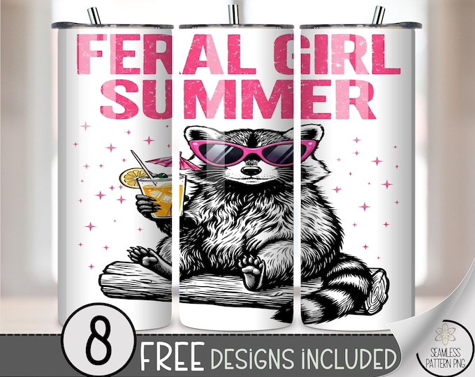 Raccoon 20 oz Tumbler Wrap, Playful Sublimation Design for Straight Tumblers, Bold PNG Files, Digital Download, B10209