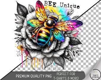 Bee Positive Affirmation UV DTF, Digital Download Unique Bumblebee, Cute Rainbow Sublimation Design PNG, A652