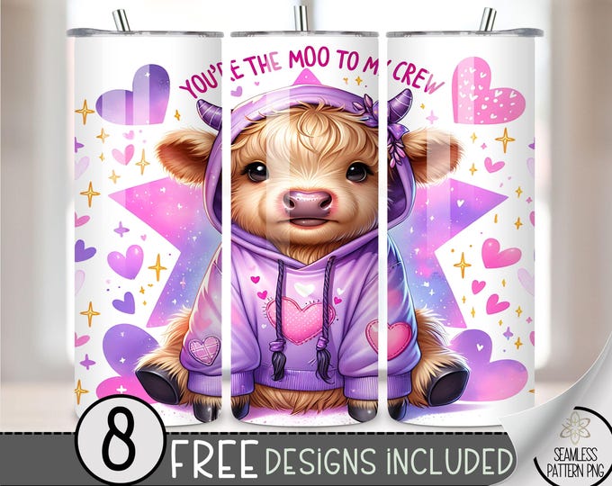 Highland Cow Valentine Tumbler Wrap, Love Sublimation Tumbler Wrap, Vday 20Oz Sublimation Wrap,Valentines Day Sublimation Tumbler Design PNG