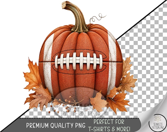 Football Pumpkin Sublimation Design, Fall Sports DTF Graphic, Digital Download, B10444