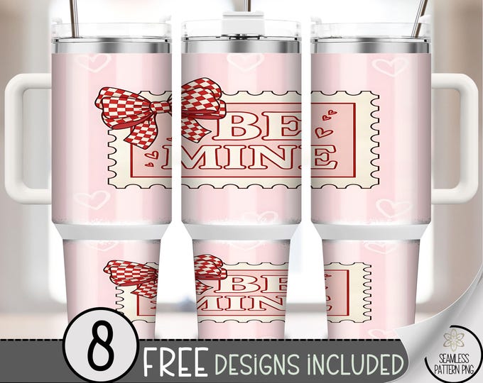 Be Mine Stamp Png, Romantic Sublimation Design For Vintage 40 Oz Tumbler Wrap, Stamp Motif File, B740