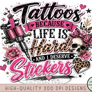 Tattoos 20 oz Tumbler Wrap, Edgy Sublimation Design for Straight Tumblers, Feminine PNG Files, Digital Download, B10276 image 8