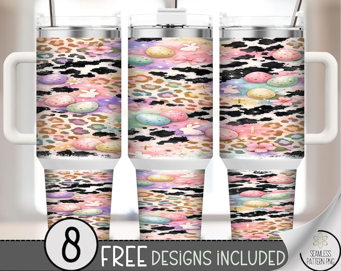 Easter Prints PNG, Bunny Sublimation Design For 40 Oz Tumbler Wrap, Digital Download, B10013
